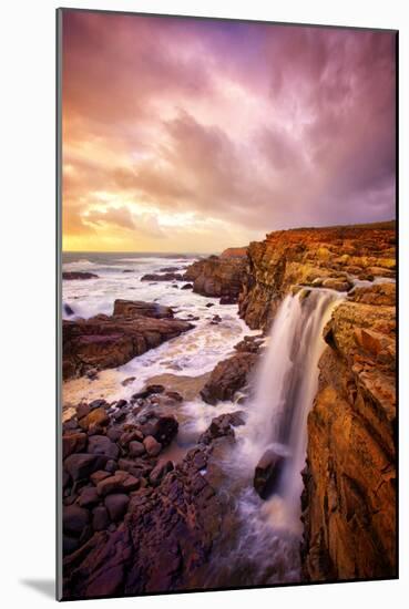 Mega Falls and Sunset Clouds, Sonoma Coast, Northern California Waterfall-Vincent James-Mounted Photographic Print