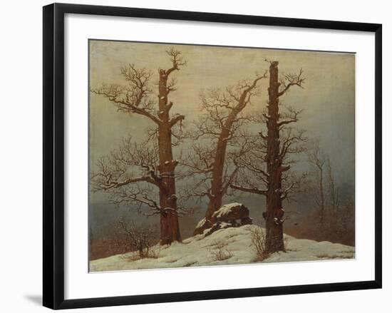 Megalithic Grave in the Snow-Caspar David Friedrich-Framed Giclee Print