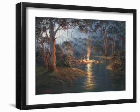 Megalong Creek Moonrise-John Bradley-Framed Giclee Print