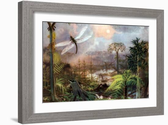 Meganeura in Upper Carboniferous Landscape-Science Source-Framed Giclee Print