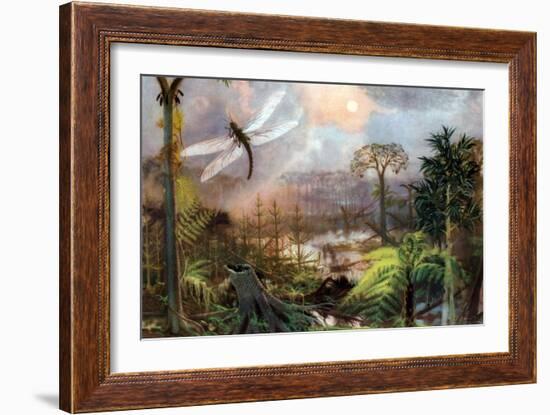 Meganeura in Upper Carboniferous Landscape-Science Source-Framed Giclee Print