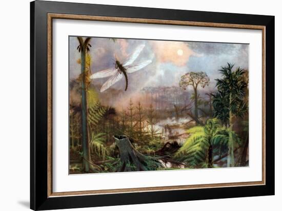 Meganeura in Upper Carboniferous Landscape-Science Source-Framed Giclee Print