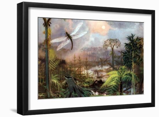 Meganeura in Upper Carboniferous Landscape-Science Source-Framed Giclee Print