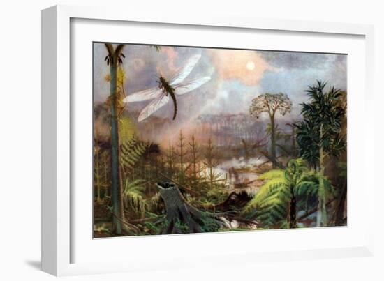 Meganeura in Upper Carboniferous Landscape-Science Source-Framed Giclee Print