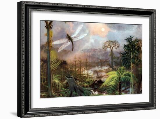 Meganeura in Upper Carboniferous Landscape-Science Source-Framed Giclee Print