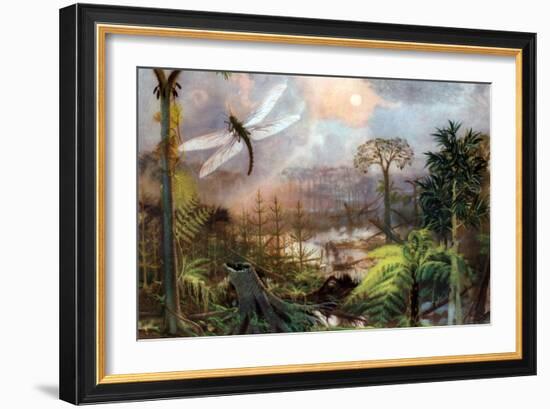 Meganeura in Upper Carboniferous Landscape-Science Source-Framed Giclee Print