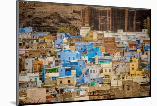 Mehrangarh Fort Towering over the Blue Rooftops in Jodhpur, the Blue City, Rajasthan, India, Asia-Laura Grier-Mounted Photographic Print