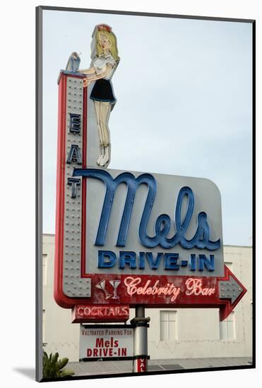 Mel's Diner sign, Hollywood, Los Angeles, California, USA-Natalie Tepper-Mounted Photo