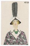 Woman Wears a Coat or Mantle in a Bold Oriental Print with a Deep Fur Border-Mela Koehler-Art Print