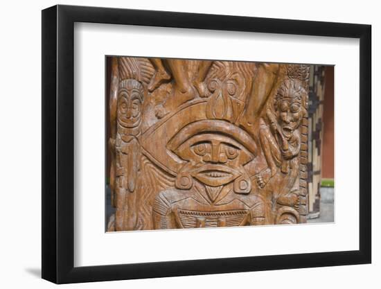 Melanesia, Guadalcanal Island, Capital City of Honiara. Wood Carving-Cindy Miller Hopkins-Framed Photographic Print