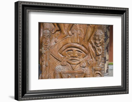 Melanesia, Guadalcanal Island, Capital City of Honiara. Wood Carving-Cindy Miller Hopkins-Framed Photographic Print