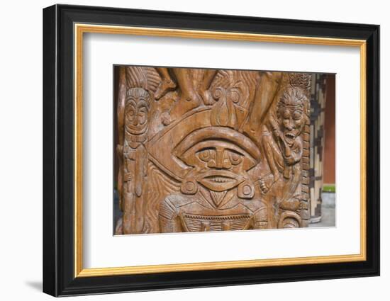 Melanesia, Guadalcanal Island, Capital City of Honiara. Wood Carving-Cindy Miller Hopkins-Framed Photographic Print