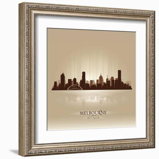 Melbourne Australia Skyline City Silhouette-Yurkaimmortal-Framed Art Print