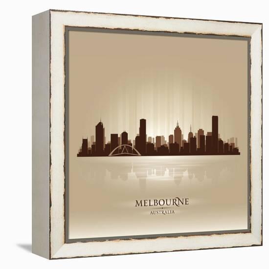 Melbourne Australia Skyline City Silhouette-Yurkaimmortal-Framed Stretched Canvas