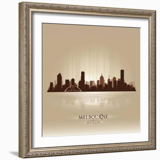 Melbourne Australia Skyline City Silhouette-Yurkaimmortal-Framed Art Print