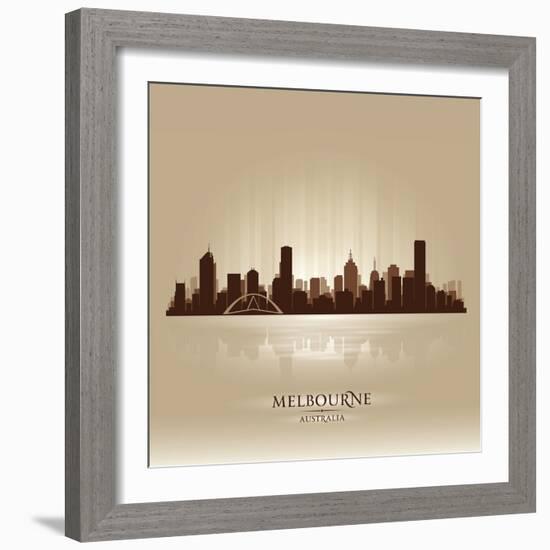 Melbourne Australia Skyline City Silhouette-Yurkaimmortal-Framed Art Print