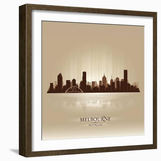 Melbourne Australia Skyline City Silhouette-Yurkaimmortal-Framed Art Print