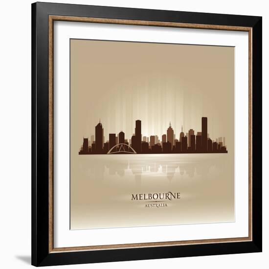 Melbourne Australia Skyline City Silhouette-Yurkaimmortal-Framed Art Print