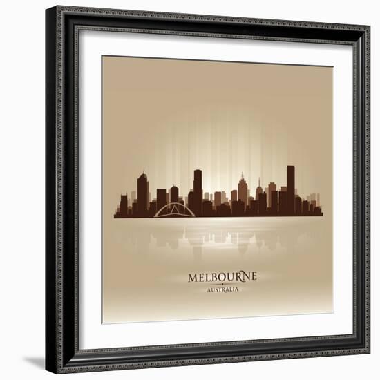 Melbourne Australia Skyline City Silhouette-Yurkaimmortal-Framed Art Print