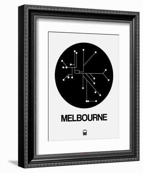 Melbourne Black Subway Map-NaxArt-Framed Premium Giclee Print