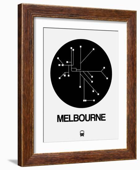 Melbourne Black Subway Map-NaxArt-Framed Art Print