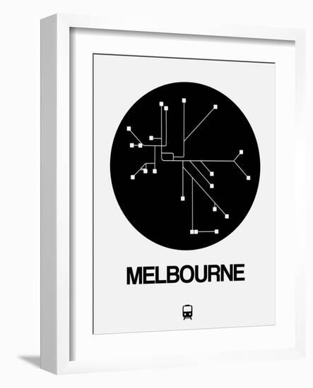 Melbourne Black Subway Map-NaxArt-Framed Art Print