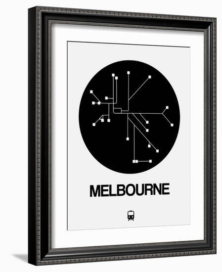 Melbourne Black Subway Map-NaxArt-Framed Art Print