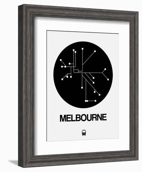 Melbourne Black Subway Map-NaxArt-Framed Art Print