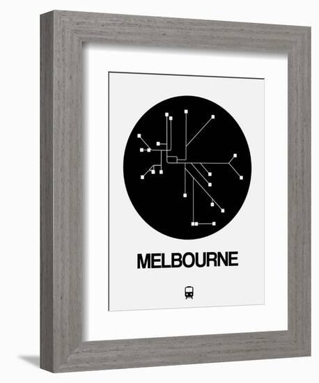 Melbourne Black Subway Map-NaxArt-Framed Art Print