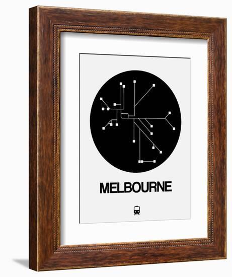 Melbourne Black Subway Map-NaxArt-Framed Art Print