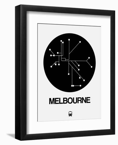 Melbourne Black Subway Map-NaxArt-Framed Art Print