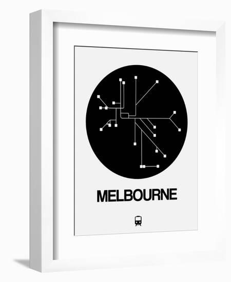 Melbourne Black Subway Map-NaxArt-Framed Art Print