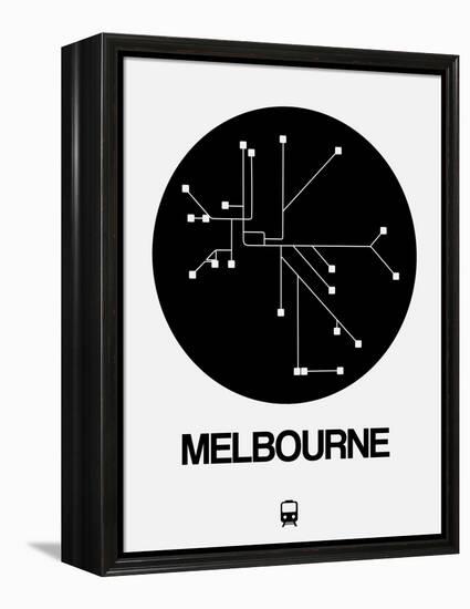 Melbourne Black Subway Map-NaxArt-Framed Stretched Canvas