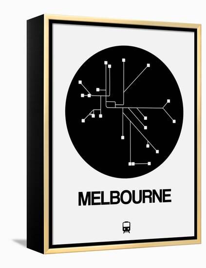 Melbourne Black Subway Map-NaxArt-Framed Stretched Canvas