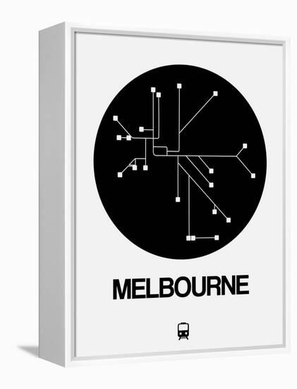 Melbourne Black Subway Map-NaxArt-Framed Stretched Canvas