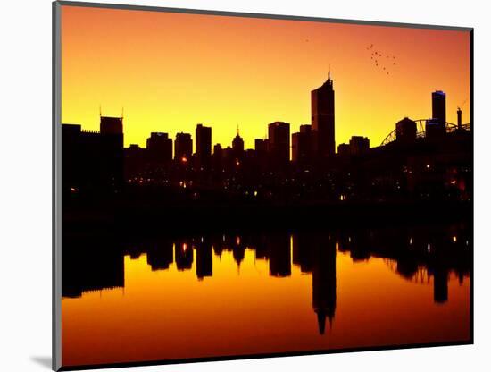 Melbourne CBD and Telstra Dome at Dawn, Victoria, Australia-David Wall-Mounted Photographic Print