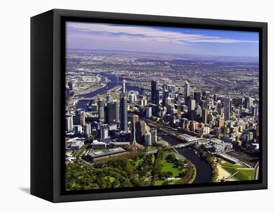 Melbourne CBD and Yarra River, Victoria, Australia-David Wall-Framed Premier Image Canvas