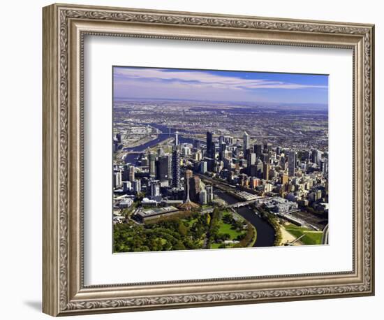 Melbourne CBD and Yarra River, Victoria, Australia-David Wall-Framed Photographic Print