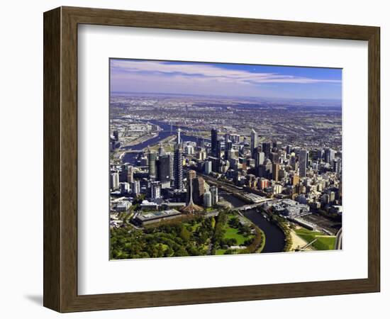 Melbourne CBD and Yarra River, Victoria, Australia-David Wall-Framed Photographic Print