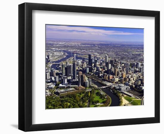 Melbourne CBD and Yarra River, Victoria, Australia-David Wall-Framed Photographic Print