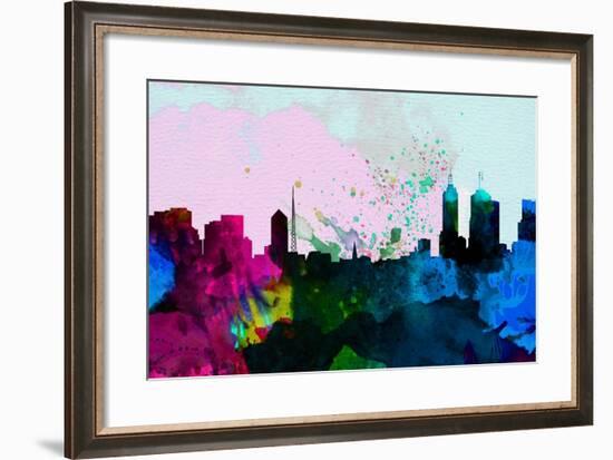 Melbourne City Skyline-NaxArt-Framed Art Print