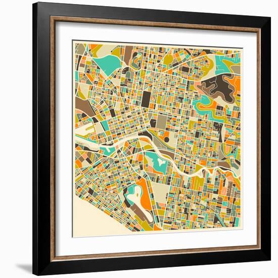 Melbourne Map-Jazzberry Blue-Framed Art Print