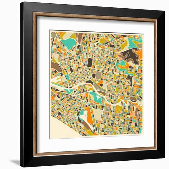 Melbourne Map-Jazzberry Blue-Framed Art Print