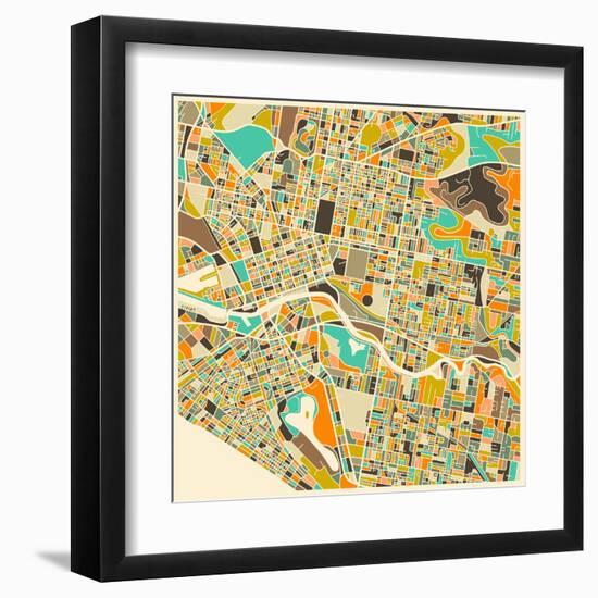 Melbourne Map-Jazzberry Blue-Framed Art Print