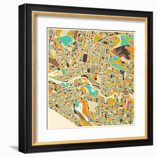 Melbourne Map-Jazzberry Blue-Framed Art Print