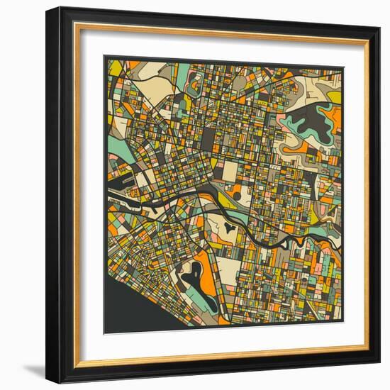 Melbourne Map-Jazzberry Blue-Framed Premium Giclee Print