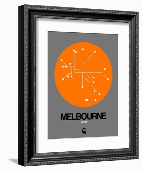 Melbourne Orange Subway Map-NaxArt-Framed Art Print