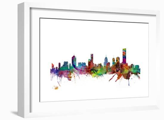 Melbourne Skyline-Michael Tompsett-Framed Art Print