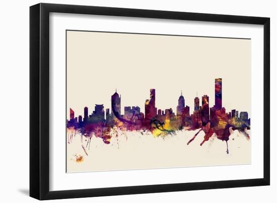 Melbourne Skyline-Michael Tompsett-Framed Art Print