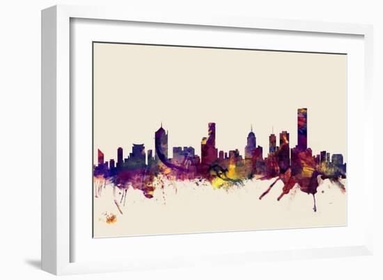 Melbourne Skyline-Michael Tompsett-Framed Art Print